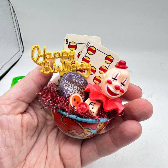 Teensy Birthday Clown Assemblage Decor - Circus Themed - Picture 2 of 4